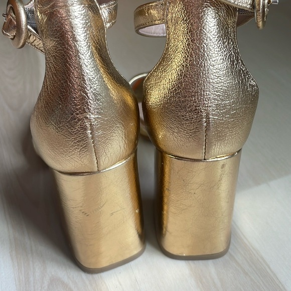 TWO TWIN HEARTS kristy ankle strap block heel in gold - Picture 12 of 12